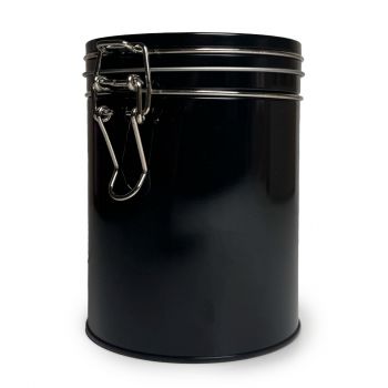 Clip-Top Round Tea Storage Tin &ndash; Black (150 g)