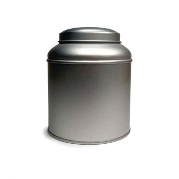 Victorian Inner-Lid Domed Round Tea Storage Tin &ndash; Silver (100 g)