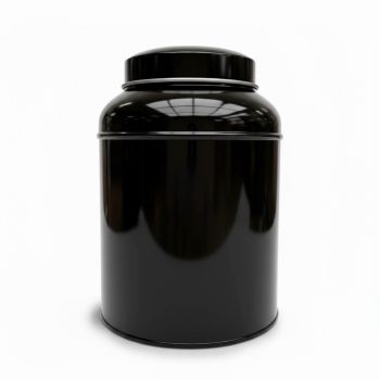 Victorian Inner-Lid Domed Round Tea Storage Tin &ndash; Black (100 g)