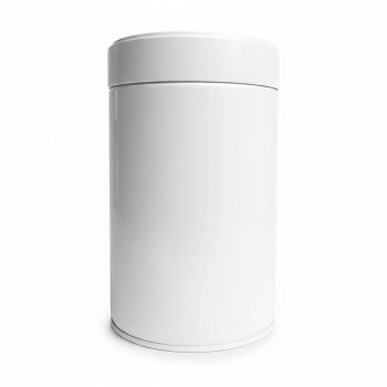 Screw-Lid Round Tea Storage Tin &ndash; White (170 g)