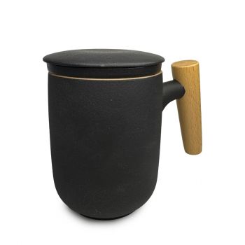 Aura Nordic Wood Infuser Mug - Black