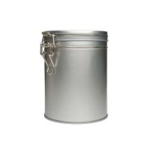 Boîte à thé ronde à couvercle à clip - Argentée (150 g)