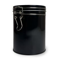 Boîte à thé ronde à couvercle à clip – Noire (150 g)