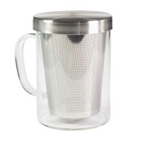 Tasse transparente avec filtre et couvercle métallique Smidig